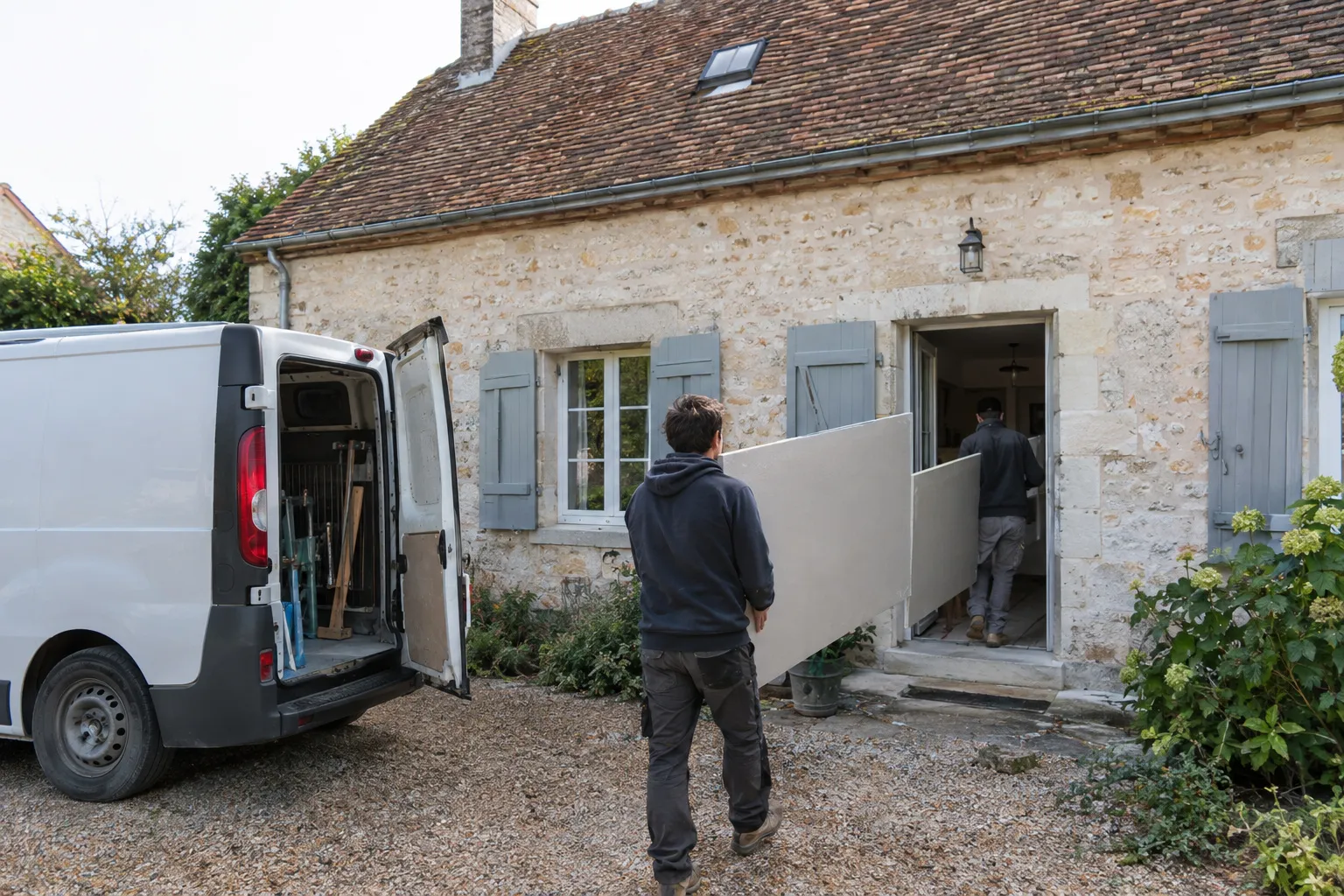 Notre équipe arrive sur un chantier de rénovation