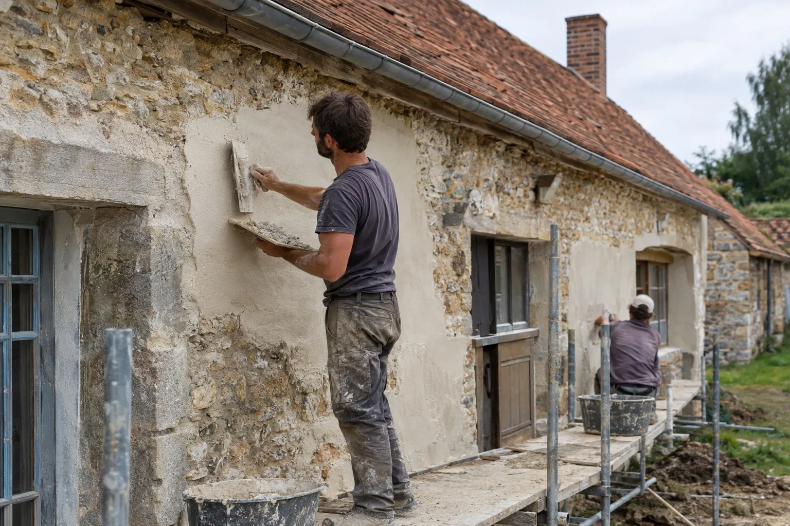 Maison ancienne en pierre du Berry en cours de rénovation